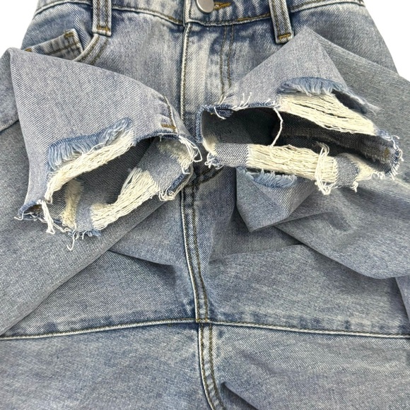 Princess Polly High Rise Tapered Leg Distressed Ripped Rigid 100% Cotton Jeans 2 - Picture 13 of 16